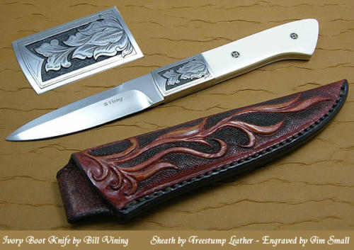 Ivory Boot knife engraved by Joe Mason